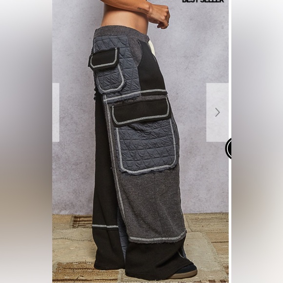 POL Black and Gray designed in relaxed for Women's Pants in rib with quilted - Picture 3 of 5